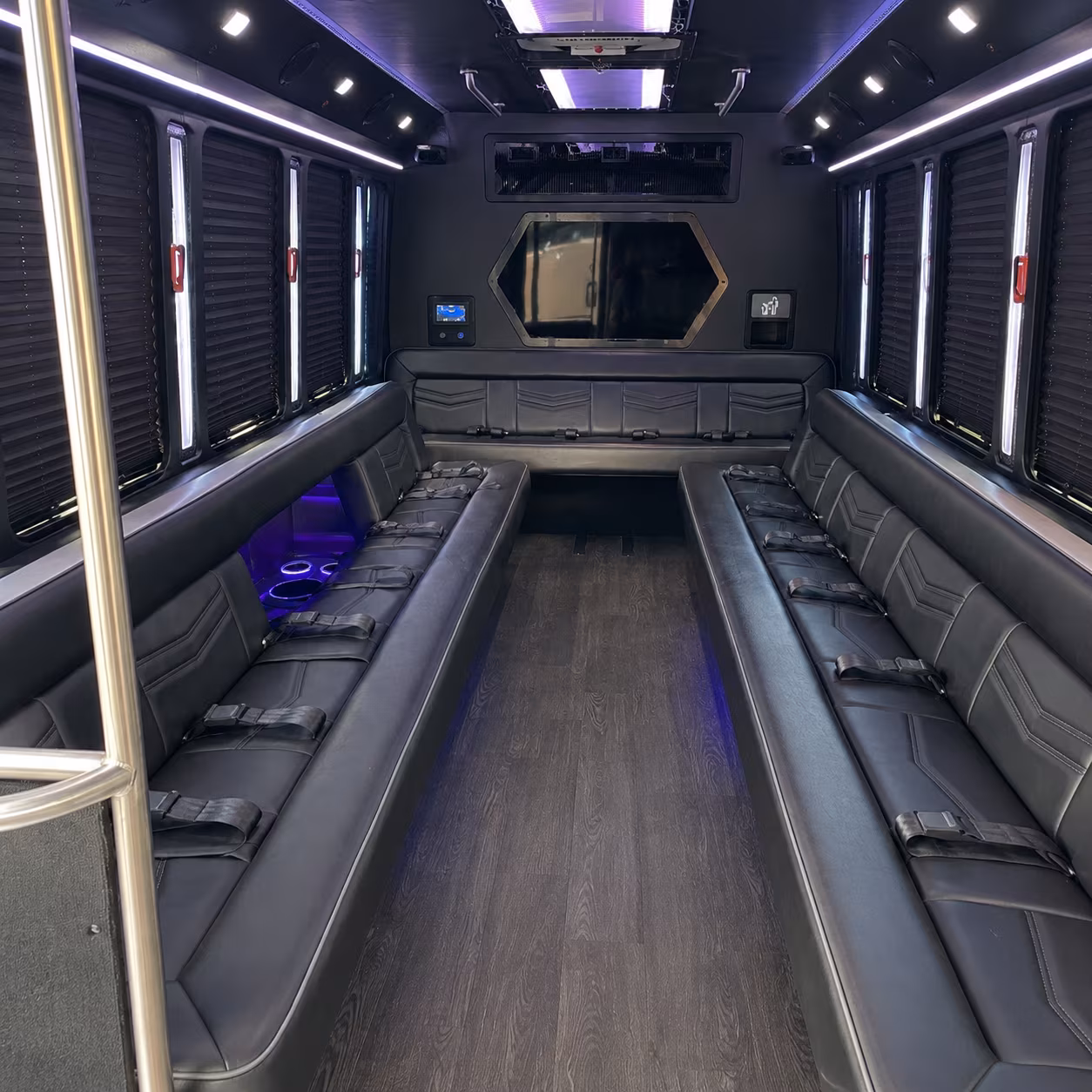 huntsville 18 passenger party bus interior