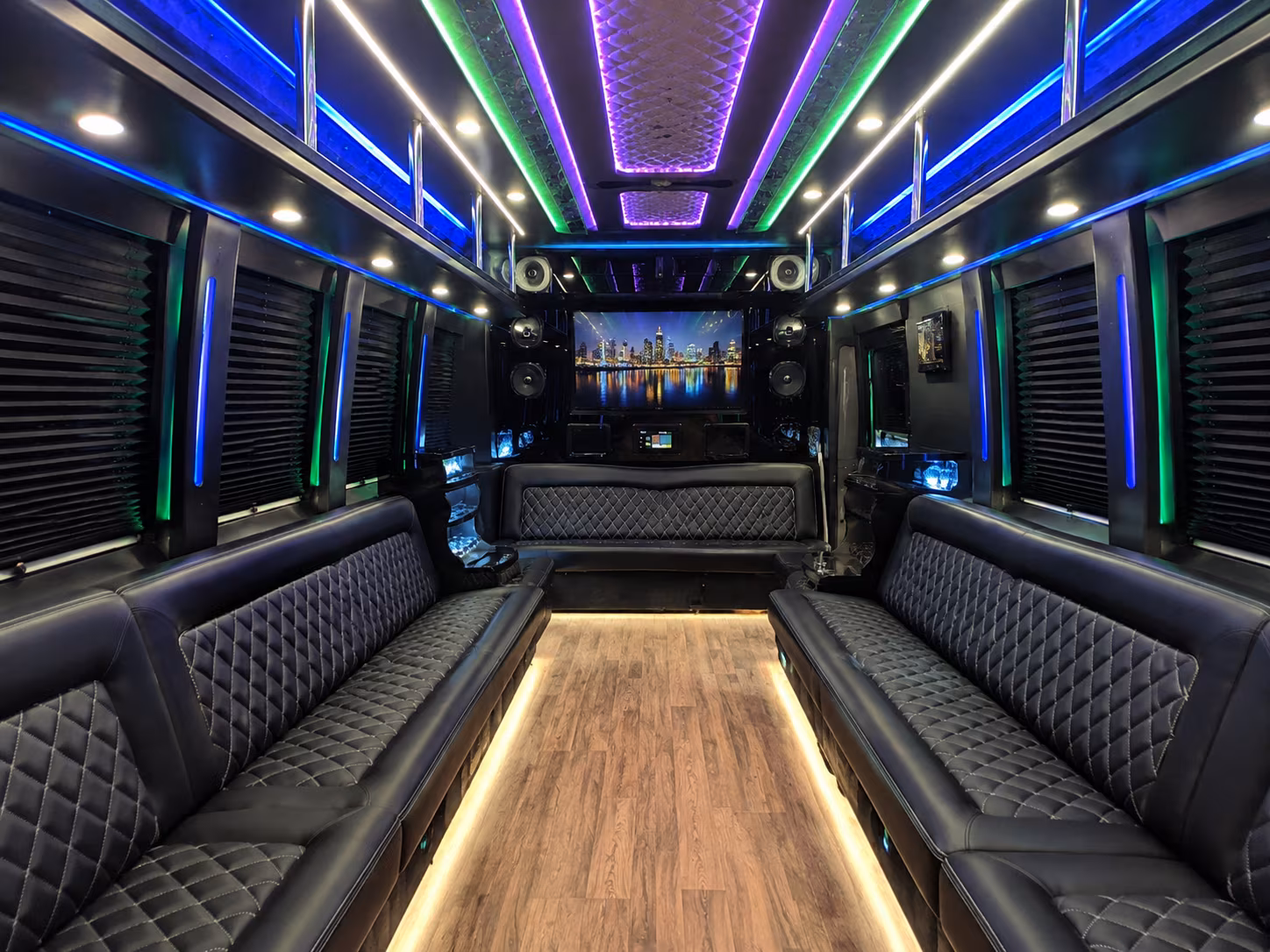 huntsville 25 passenger party bus interior